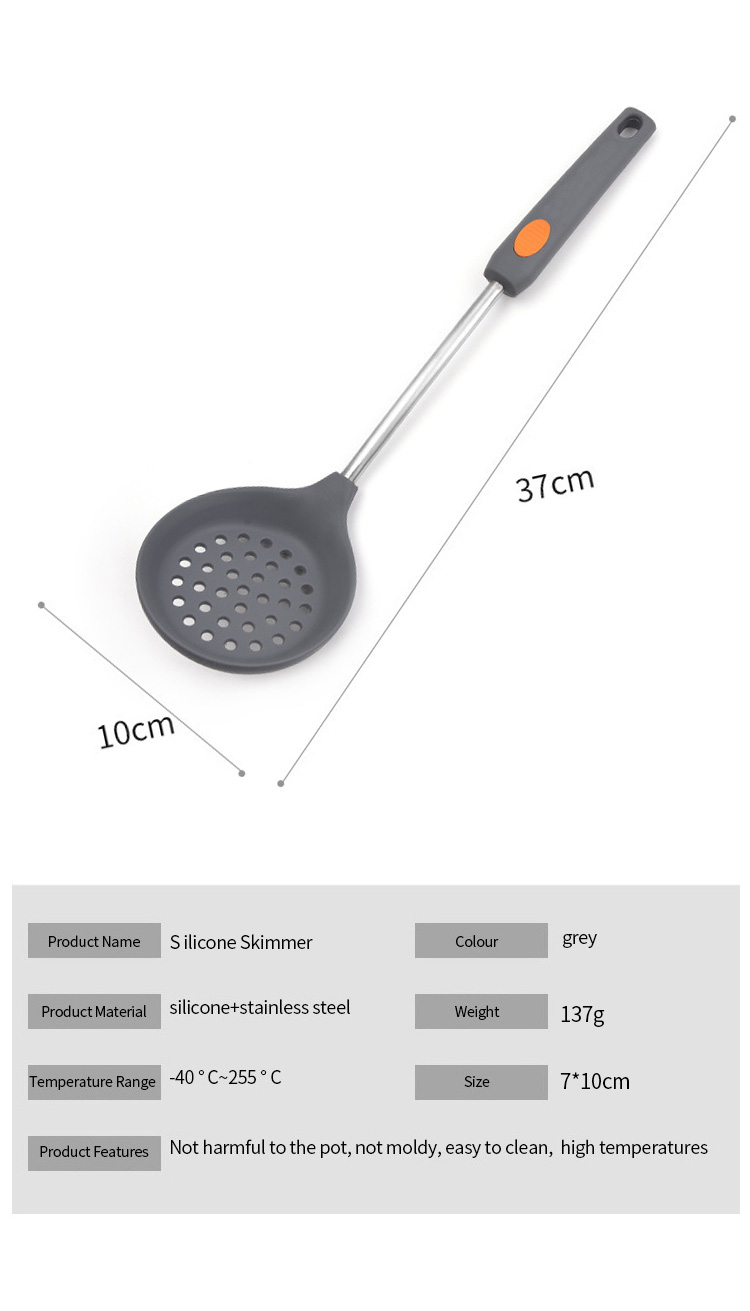 Silicone Slotted Spoon Skimmer for Cooking Scoop Colander Spoon with stainless steel Handle Strainer Spoon