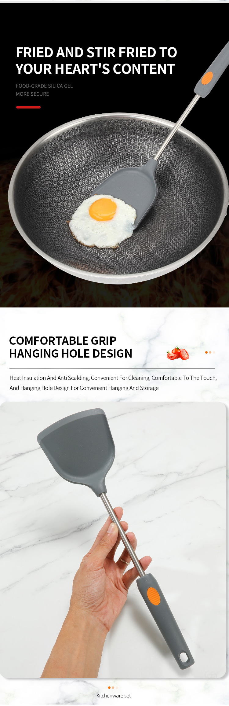 Silicone Spatula for Nonstick Cookware Cooking Utensil for Burger Pancake Turner Fish Spatula Cooking Turner