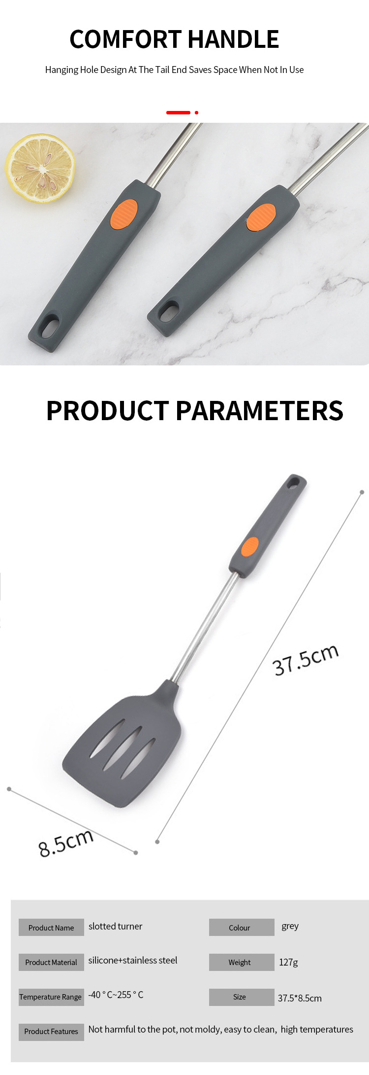 Kitchen Tool Silicone Wide Slotted Turner Wholesale