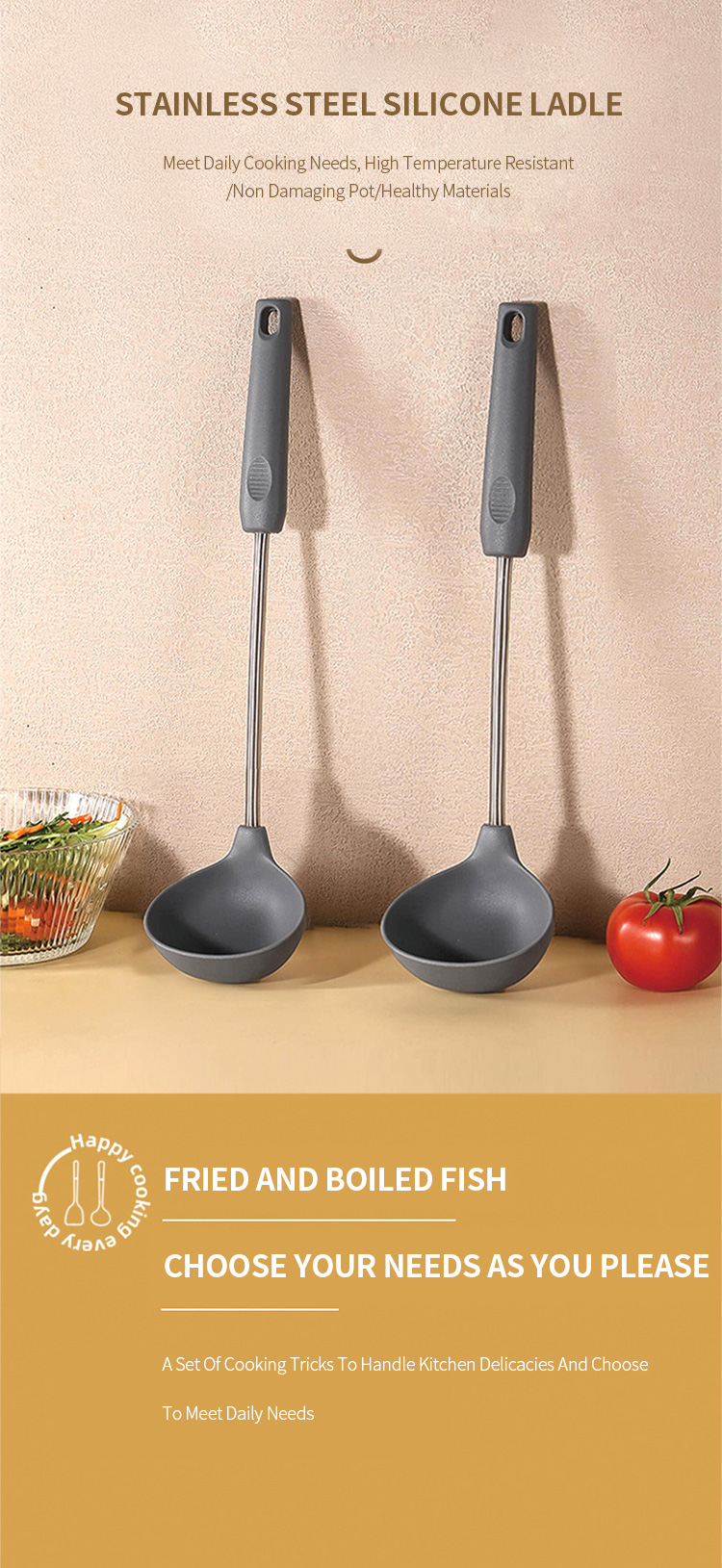 2023Factory Price New Design High Quality New Product Heat Resistant Silicone Ladle