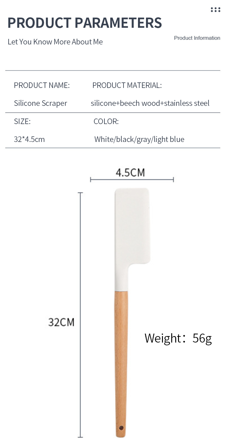 High Quality Nonstick Heat Resistant Silicone Cake Cream Spatula baking accessories silicone spatula with wooden handle