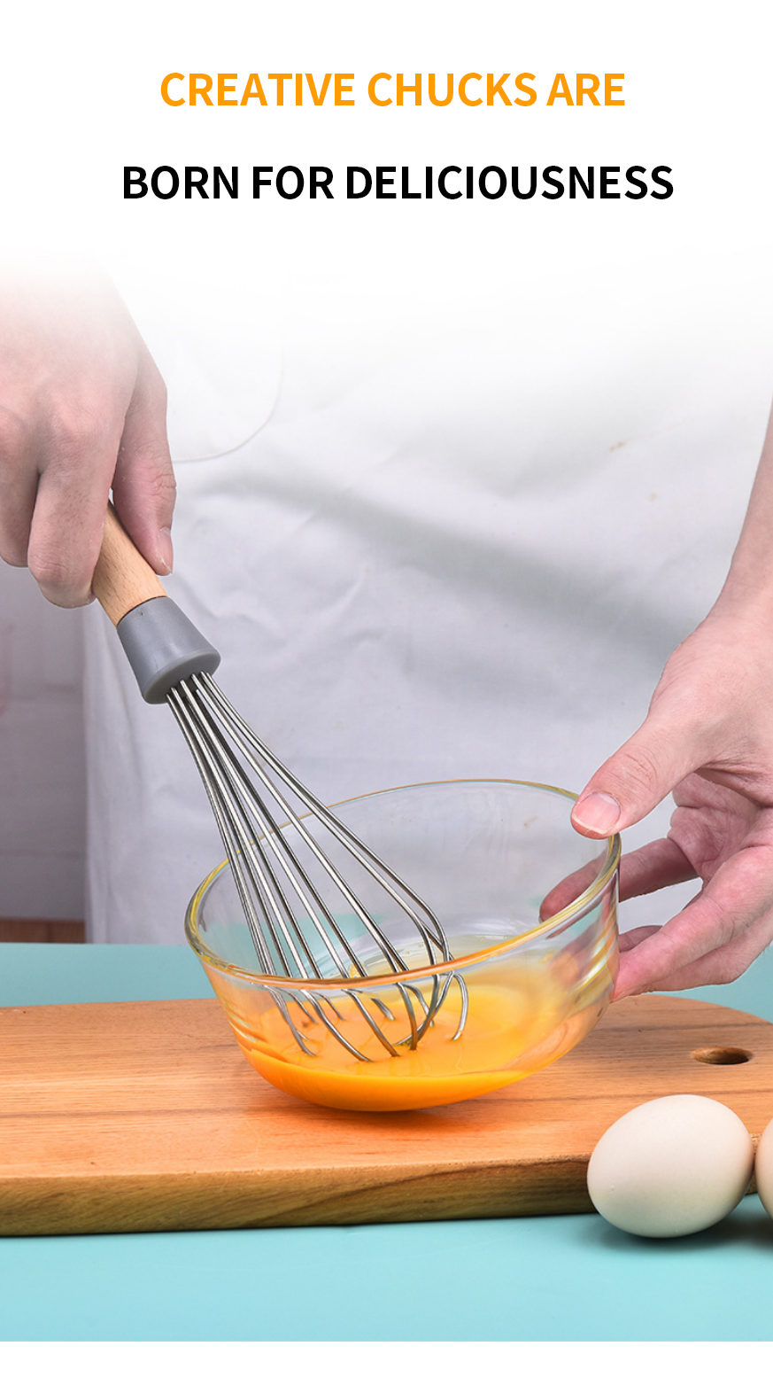 Hot Sell Silicone kitchenware cream whisk tools hand whisk baking beater with wooden handle