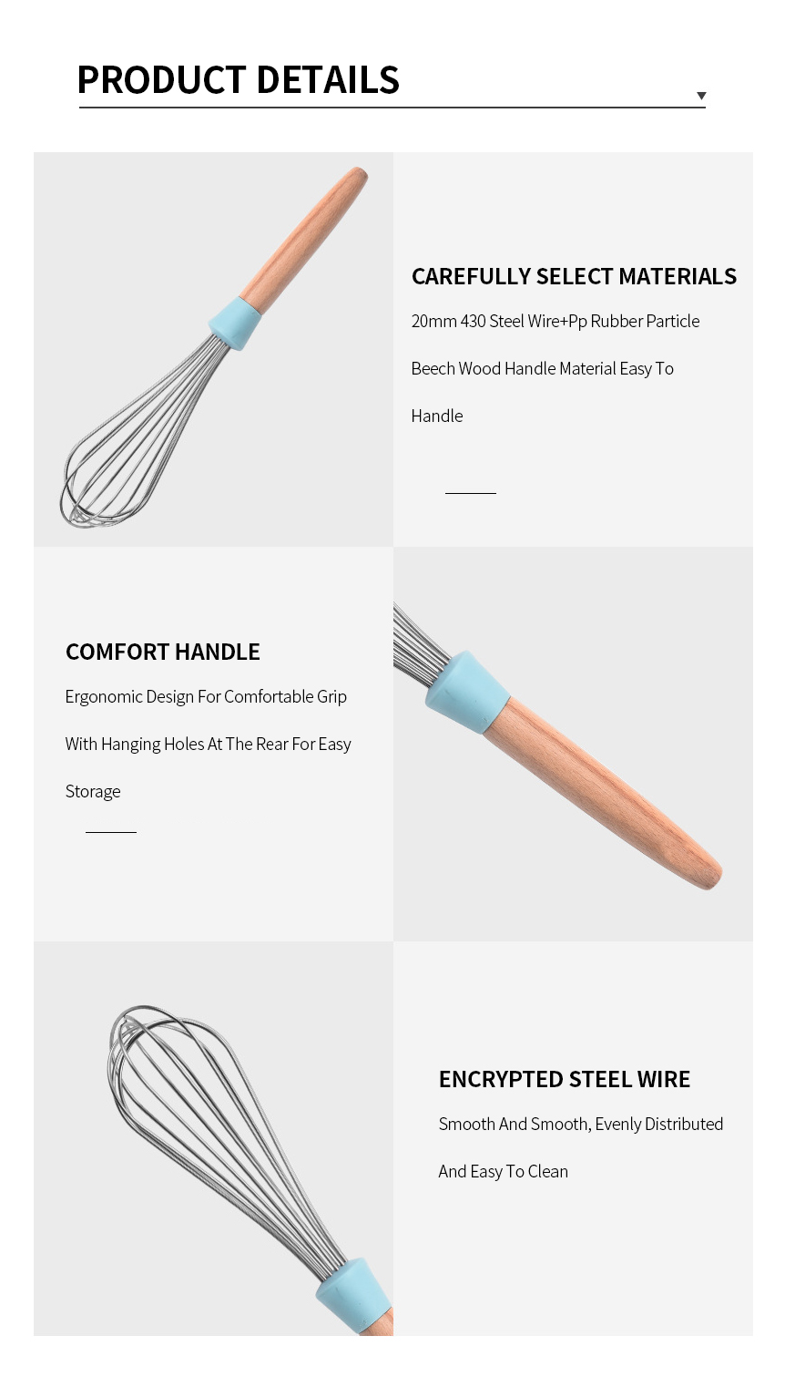 Hot Sell Silicone kitchenware cream whisk tools hand whisk baking beater with wooden handle