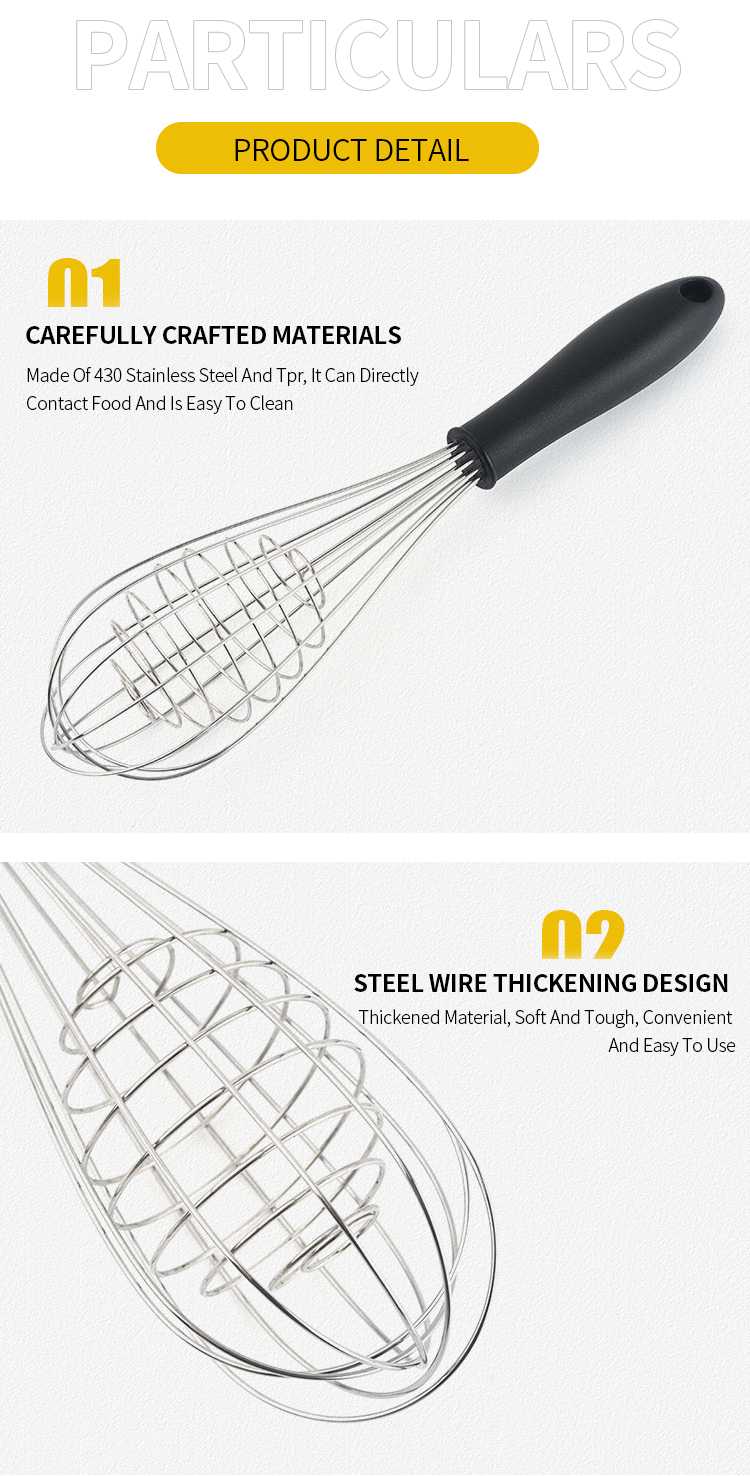 Factory TPR Handle Egg Beater Multi-Function Mixer Stainless Steel Egg Beater Manual