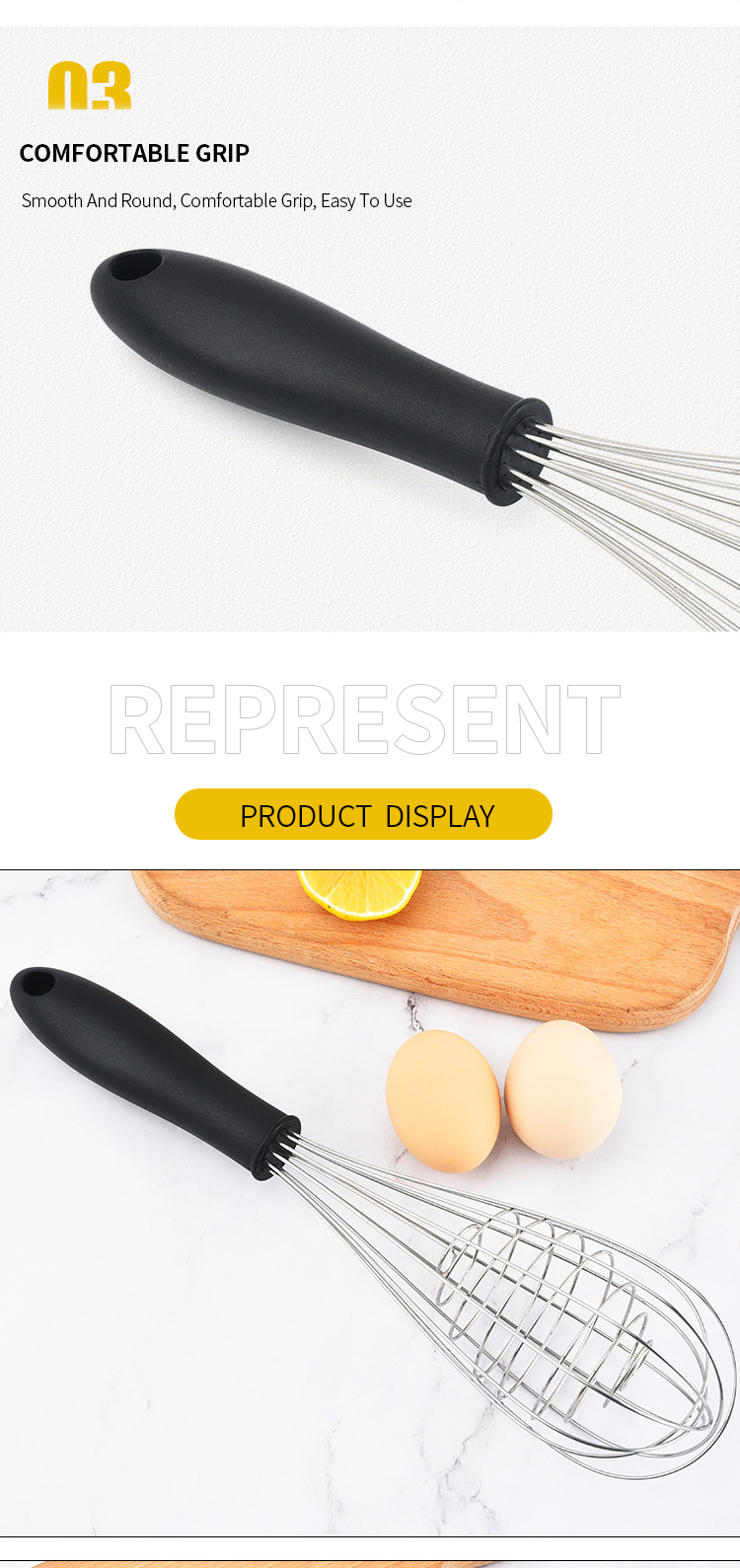 Factory TPR Handle Egg Beater Multi-Function Mixer Stainless Steel Egg Beater Manual