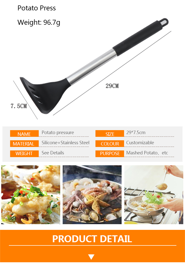 Food Grade Silicone Potato Pressure Press Silver Stainless Steel Handle Kitchenware Utensils Potato Ricer