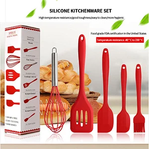 5 Pcs Kitchen Utensil Set Home And Kitchen Cooking Accessories Heat Resistant Silicone Kitchen Utensils Cooking Spatula Set