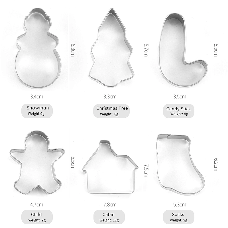 DIY Dessert Pastry Decoration Baking Tools Xmas Theme Biscuit Moulds bakeware set Christmas Stainless Steel Cookie Mold Custom