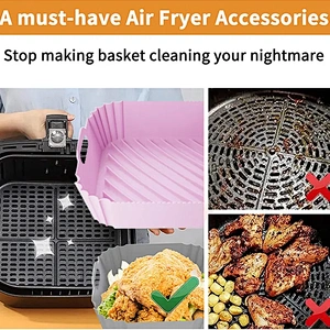 3pcs New Foldable High-temperature Resistant Air Fryer Silicone Pot Round Silicone Reusable Air Fryer Liners Bundle Accessories