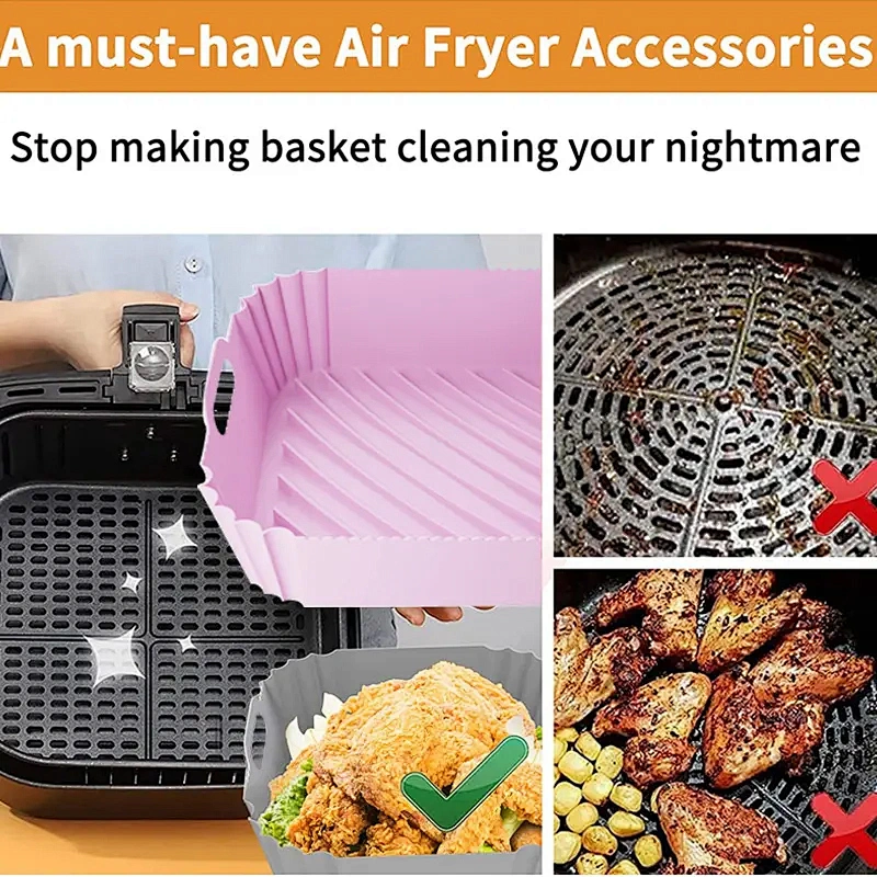 3pcs New Foldable High-temperature Resistant Air Fryer Silicone Pot Round Silicone Reusable Air Fryer Liners Bundle Accessories