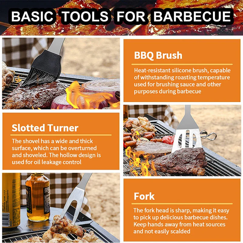 Complete BBQ Accessories  5PCS BBQ Tools Set  bbq grill tools set for outdoor barbecue camping Barbecue Grill Utensils