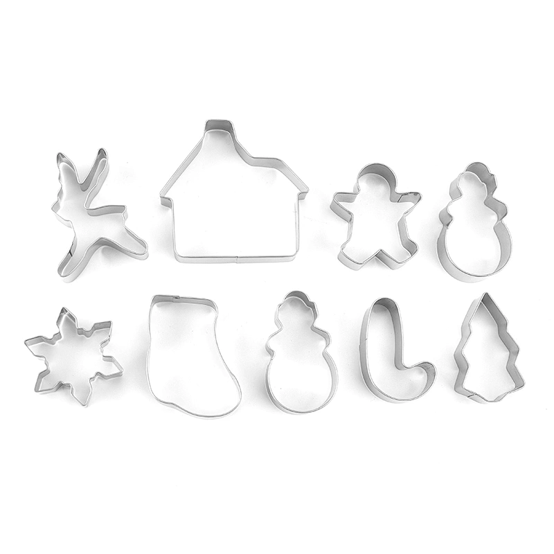 DIY Dessert Pastry Decoration Baking Tools Xmas Theme Biscuit Moulds bakeware set Christmas Stainless Steel Cookie Mold Custom