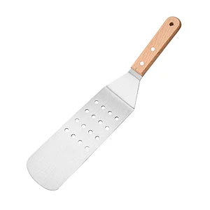 Stainless Steel Bbq Turner Spatula Grill Accessories Griddle Scraper Bbq Spatula With Wooden Handle For Bbq Grills