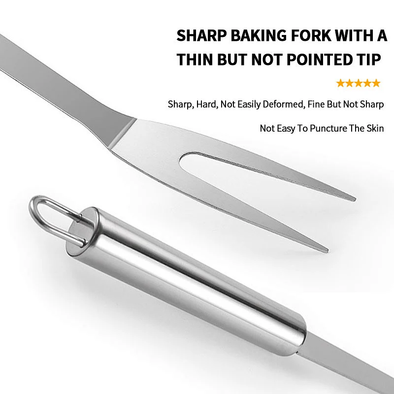 Stainless Steel Durable Food Grade Bbq Grill Tools Bbq Forks Meat Fruit Pick Fork  Non-Stick Barbecue Forks