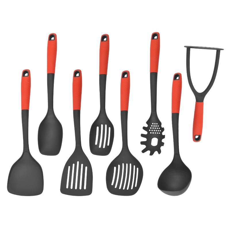 Amazon Hot Sale 8pcs Nylon Kitchen Tools Non-stick Turner Spoon Ladle Kitchen Accessories Nylon Kitchen Utensils Set Cookware