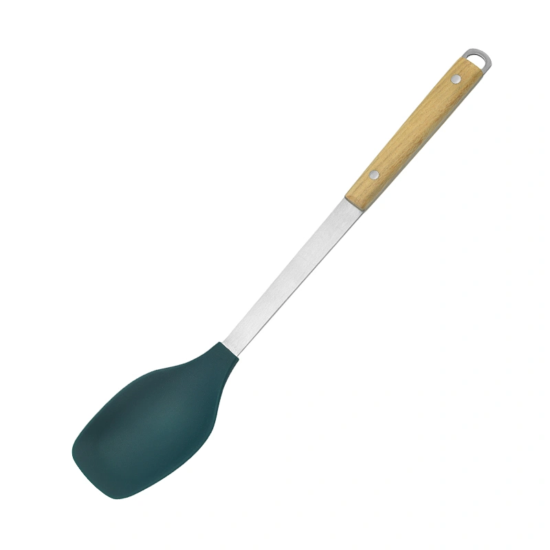 6set wooden handle kitchenware non stick stainless steel kitchen accessories silicone cooking kitchen utensil set