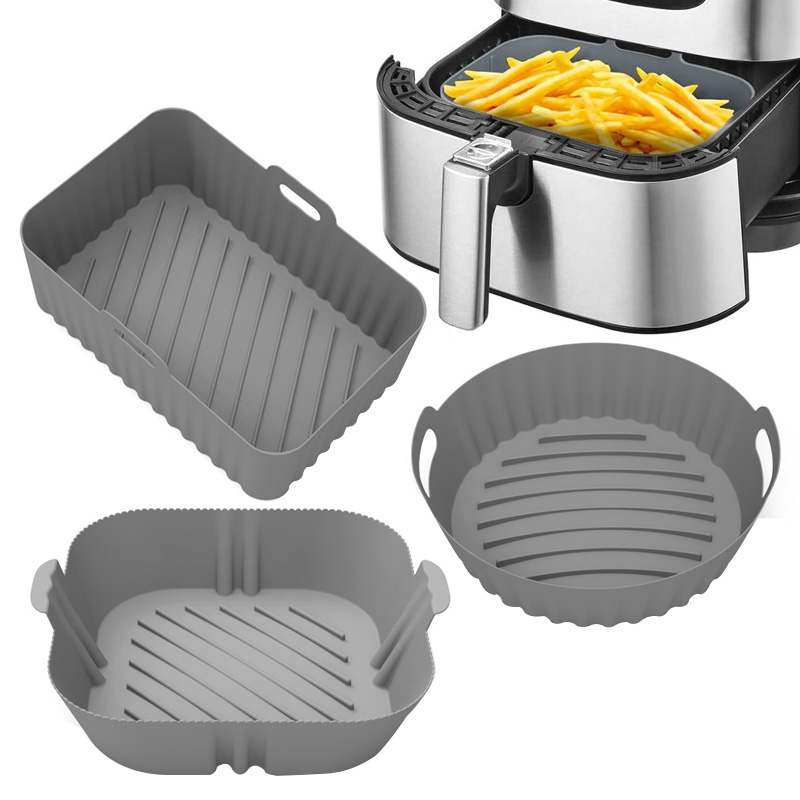 3pcs Reusable Air Fryer Silicone Pot Basket Liner Baking Mould Sets Food Safe Air Fryer Silicone Baking Tray Mats For Air Fryer