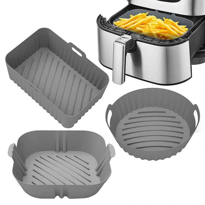 3pcs Reusable Air Fryer Silicone Pot Basket Liner Baking Mould Sets Food Safe Air Fryer Silicone Baking Tray Mats For Air Fryer