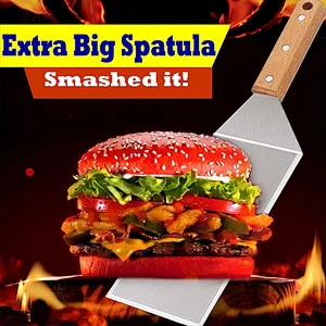 Griddle Accessories Bbq Turner Stainless Steel Flat Wood Handle Camping  Barbecue Grill Griddle Frying Big Burger Spatula