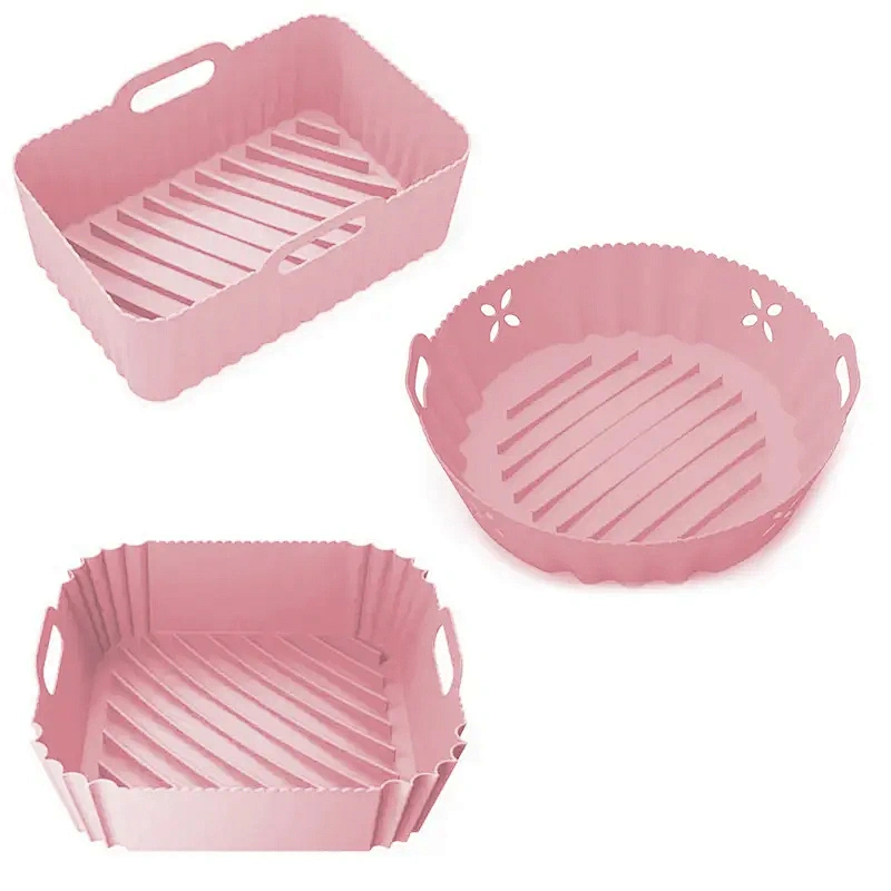 3pcs New Foldable High-temperature Resistant Air Fryer Silicone Pot Round Silicone Reusable Air Fryer Liners Bundle Accessories