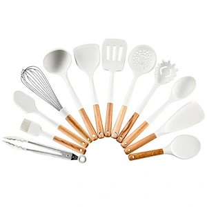 13pcs In 1 Set Wooden Handle Kitchenware Non Stick Kitchen Accessories Silicone Cooking Kitchen Utensil Set