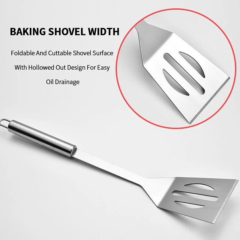 Stainless Steel Cooking Barbecue Shovel Bbq Accessories Outdoor Barbecue Camping Bbq Shovel Kitchen Cooking Bbq Spatula