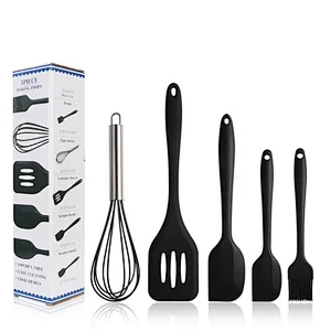 5 Pcs Kitchen Utensil Set Home And Kitchen Cooking Accessories Heat Resistant Silicone Kitchen Utensils Cooking Spatula Set