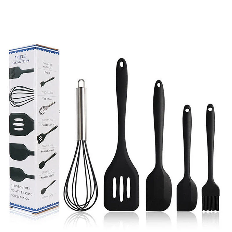 5 Pcs Kitchen Utensil Set Home And Kitchen Cooking Accessories Heat Resistant Silicone Kitchen Utensils Cooking Spatula Set