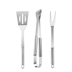 3 Pieces Bbq Tools Set Outdoor Barbecue Grill Utensils Stainless Steel Bbq Grill Combination Set For Bbq Accessories