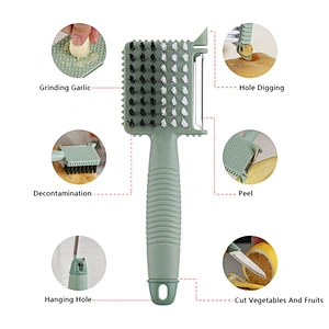 Wholesale Multipurpose Fruit And Vegetable Cleaning Brush With Grinder Peeler Kitchen Gadgets Food Clean Brush