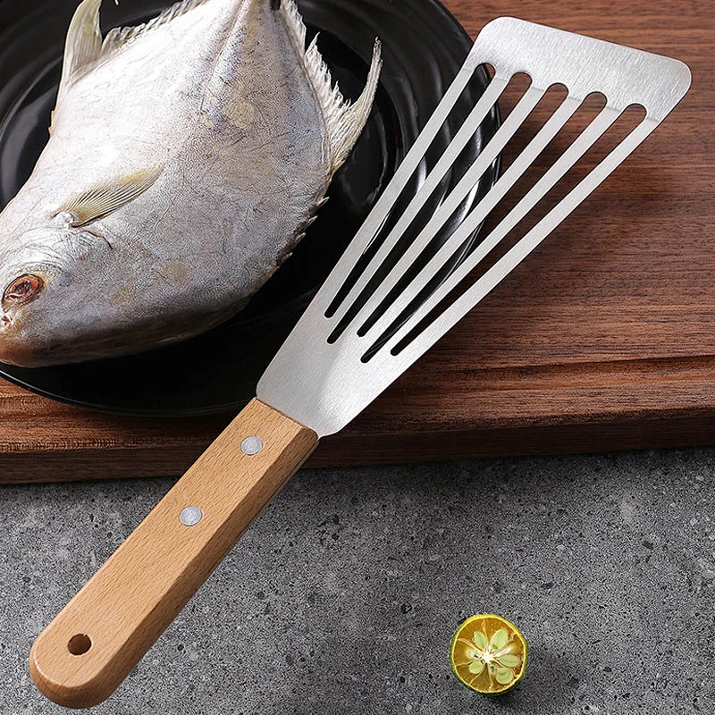 kitchen utensil  Fish Spatula Kitchen Stainless Steel Slotted Turner Spatula Nonstick Silicone Cookware slotted fish turner