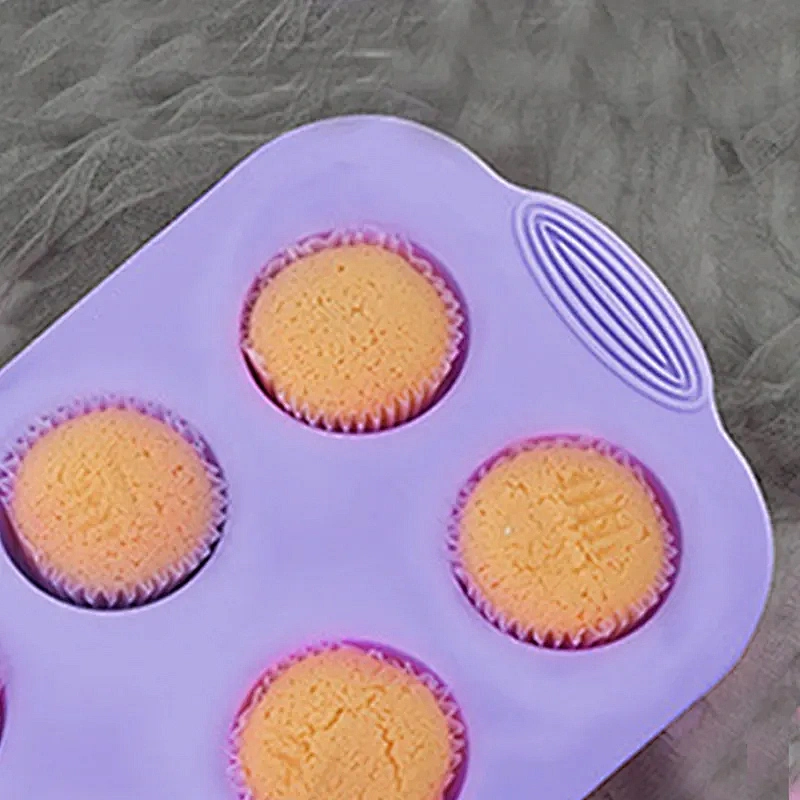 Amazon Hot Selling Custom Silicone Baking Moulds 6 Cavity Non-Stick Cup cake Mold Baking Muffin Tray Cake Pan