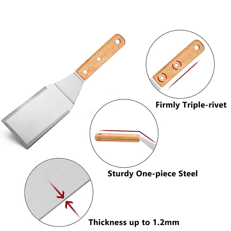 Hamburger Turner With Rosewood Handle Griddle Grill Turner/Burger Spatula Outdoor Bbq Accessories Barbecue Shovel
