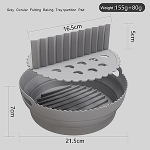 235g Reusable Silicone Pot Air Fryer Basket With Partition Pad Collapsible Food Safe Air Fryer Liner Oven Accessories