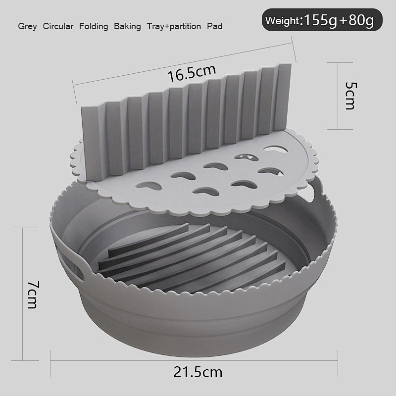 235g Reusable Silicone Pot Air Fryer Basket With Partition Pad Collapsible Food Safe Air Fryer Liner Oven Accessories
