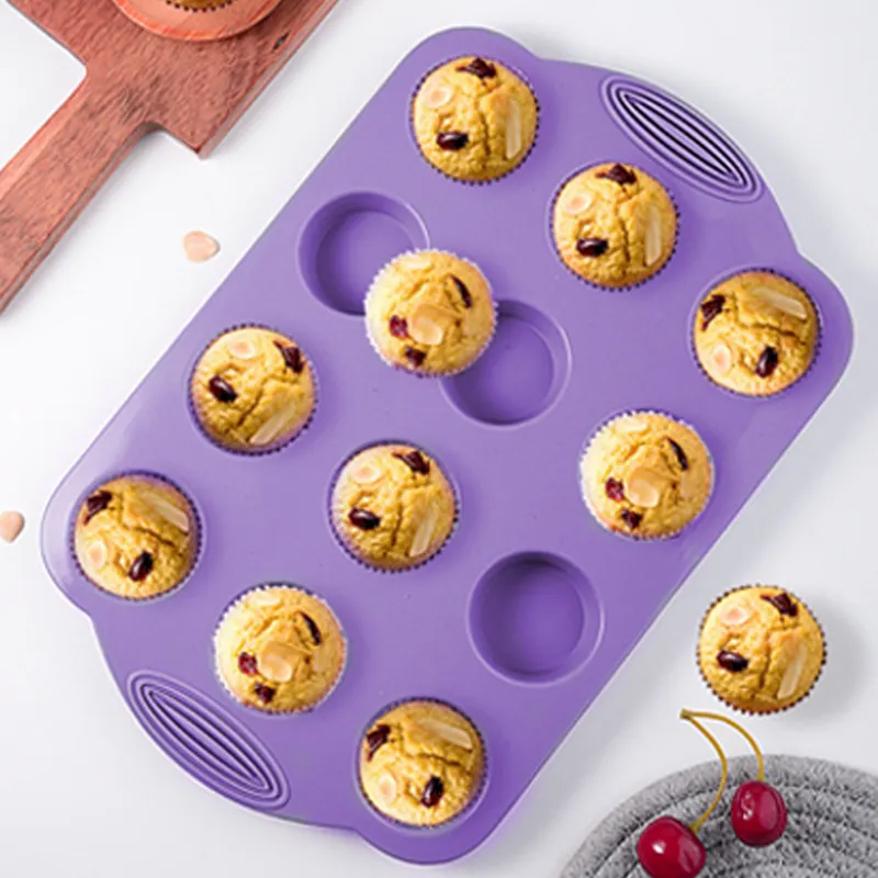 Silicone Mold 12 Cavity Round Cupcake Mold DIY Baking Moulds Tools Kitchen Baking Tray Accessories