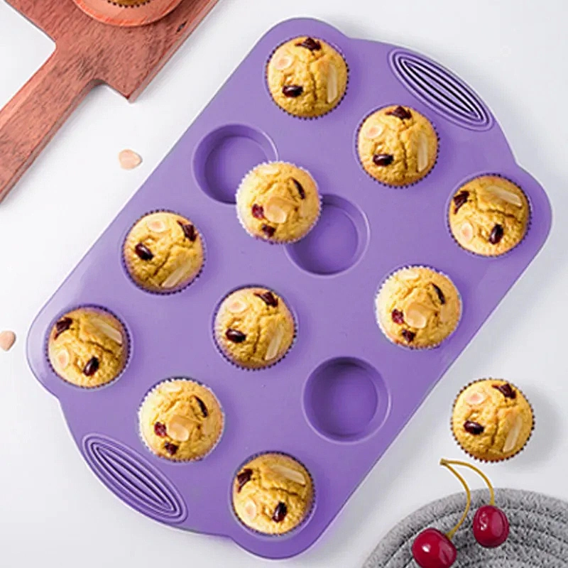 Silicone Mold 12 Cavity Round Cupcake Mold DIY Baking Moulds Tools Kitchen Baking Tray Accessories