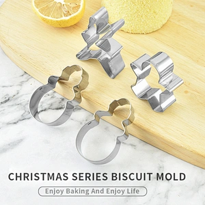DIY Dessert Pastry Decoration Baking Tools Xmas Theme Biscuit Moulds bakeware set Christmas Stainless Steel Cookie Mold Custom