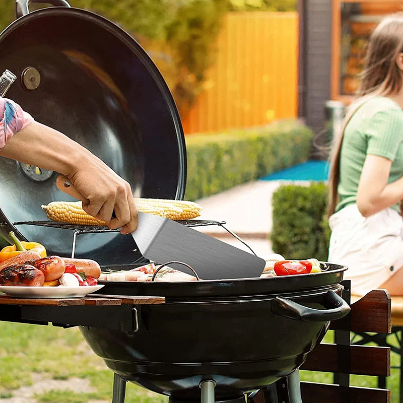 Griddle Accessories Bbq Turner Stainless Steel Flat Wood Handle Camping  Barbecue Grill Griddle Frying Big Burger Spatula