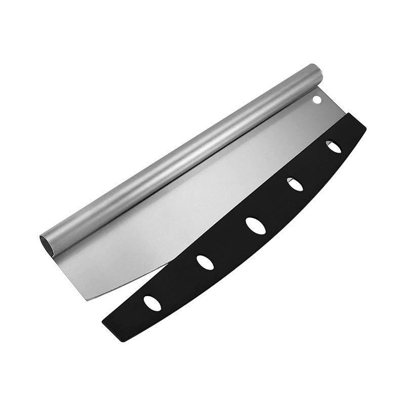 Pizza Cutter Outdoor Pizza Accessories Sharp Stainless Steel Pizza Slicer Knife Cutter Rocker Knife With Plastic Blade Sheath