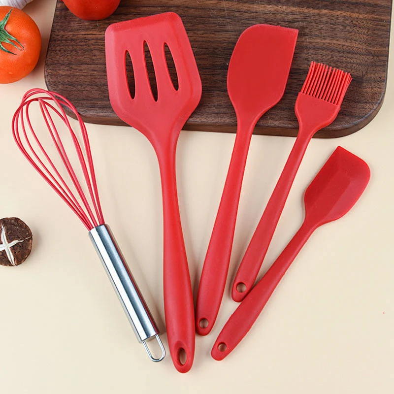 5 Pcs Kitchen Utensil Set Home And Kitchen Cooking Accessories Heat Resistant Silicone Kitchen Utensils Cooking Spatula Set