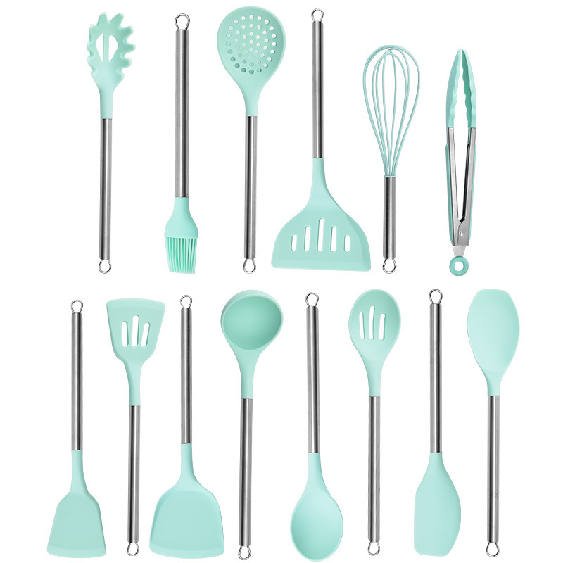 Hot Sale 14Pcs Stainless Steel Handle Silicone kitchen cooking utensils Cookware Kitchen accessories Sets of Kitchen Utensil