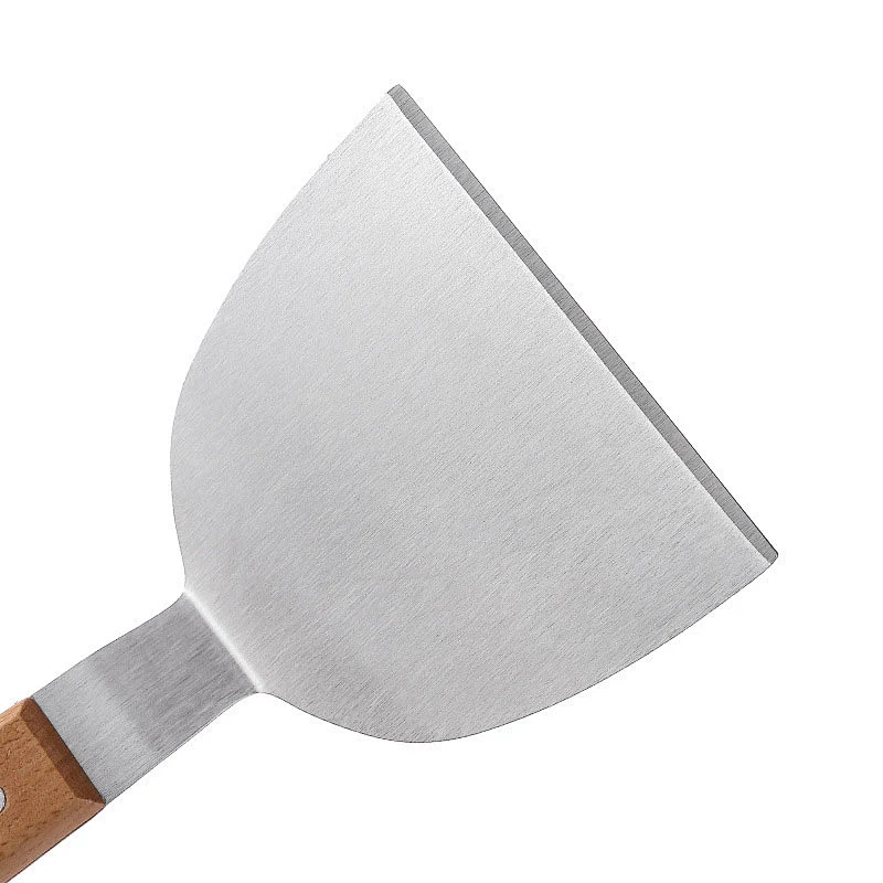 Hot Selling Stainless Steel Scraper Cutter With Wooden Handle Home Kitchen Pizza Shovel Bar Cake Cream Scraper Tools