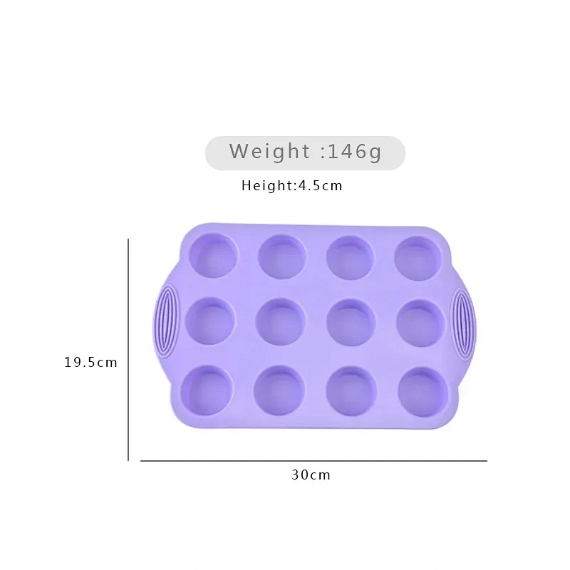 Silicone Mold 12 Cavity Round Cupcake Mold DIY Baking Moulds Tools Kitchen Baking Tray Accessories