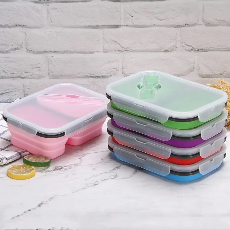 Bento Lunch Box 2 Compartment Durable food storage container collapsible lunch box containers