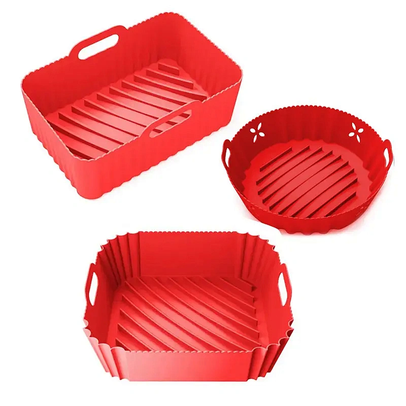 3pcs New Foldable High-temperature Resistant Air Fryer Silicone Pot Round Silicone Reusable Air Fryer Liners Bundle Accessories