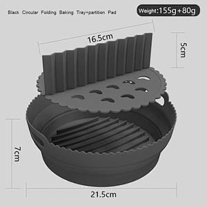 235g Reusable Silicone Pot Air Fryer Basket With Partition Pad Collapsible Food Safe Air Fryer Liner Oven Accessories