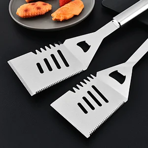 Hot Sale Stainless Steel Multifunctional Serrated Kitchen Knives Outdoor Camping Food Shovel Cooking Bbq Spatula Bbq Tools