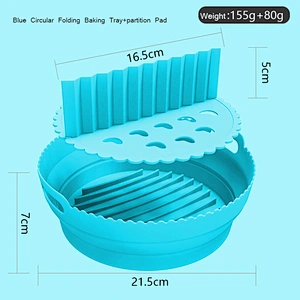 235g Reusable Silicone Pot Air Fryer Basket With Partition Pad Collapsible Food Safe Air Fryer Liner Oven Accessories