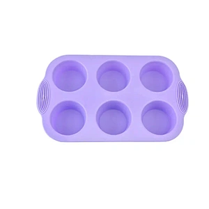 Amazon Hot Selling Custom Silicone Baking Moulds 6 Cavity Non-Stick Cup cake Mold Baking Muffin Tray Cake Pan
